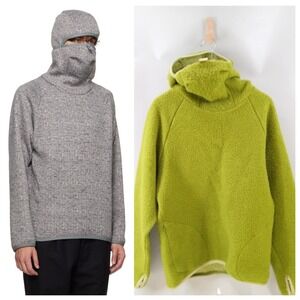 CCP Full Face Fleece Hoodie Pullover Mens Large Green Thumb Holes Made in Japan